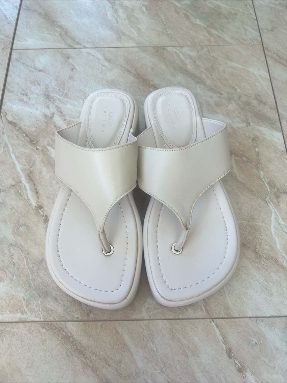 Comfort Slide Thong Platform Sandals - Cream Women Shoes